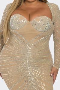 SYMPHONY Dresses Plus Size Bella Long Sleeve Sequins Gown - Gold
