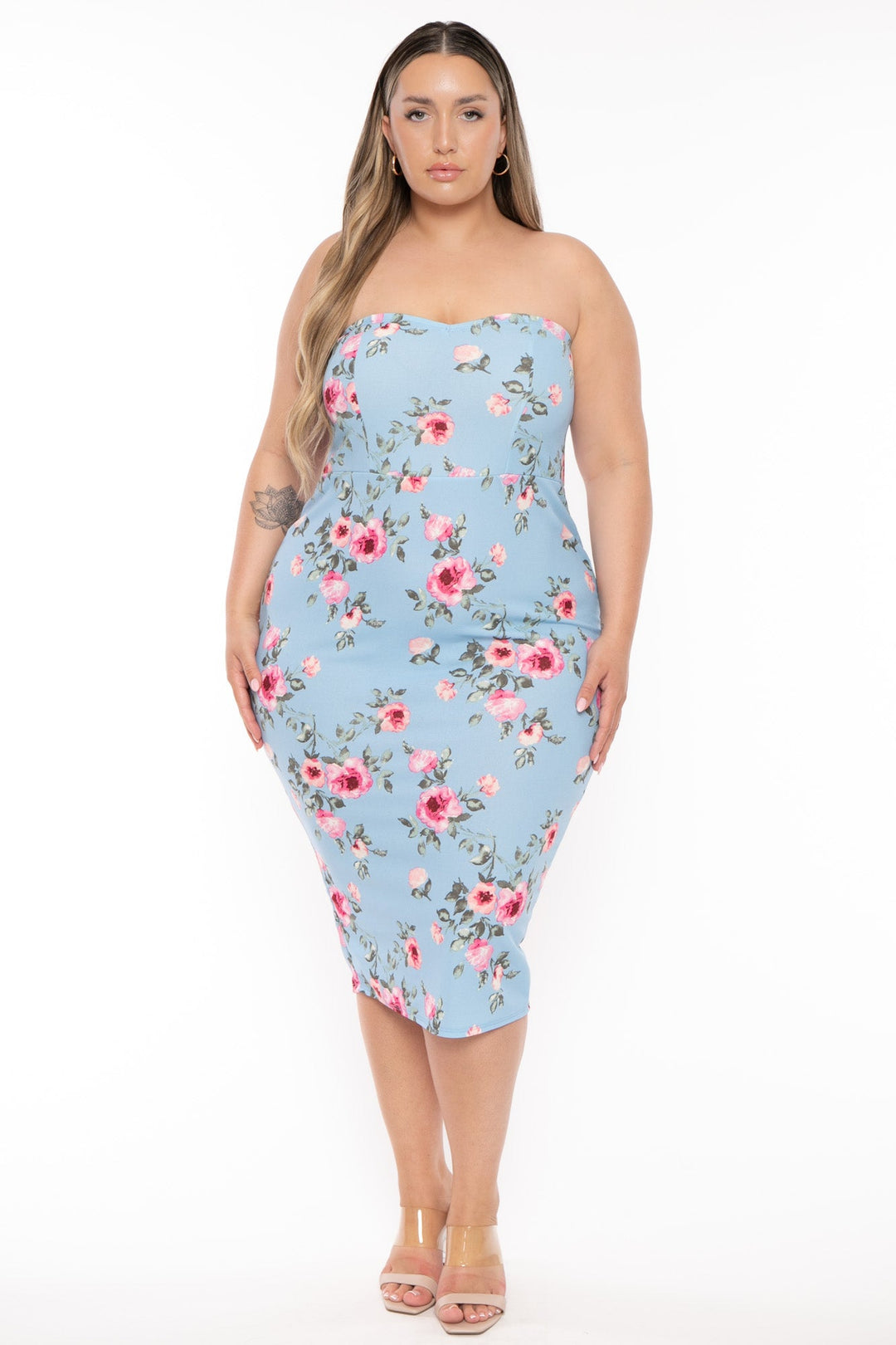 Curvy Sense Dresses Plus Size Bellamy  Bodycon Dress - Blue