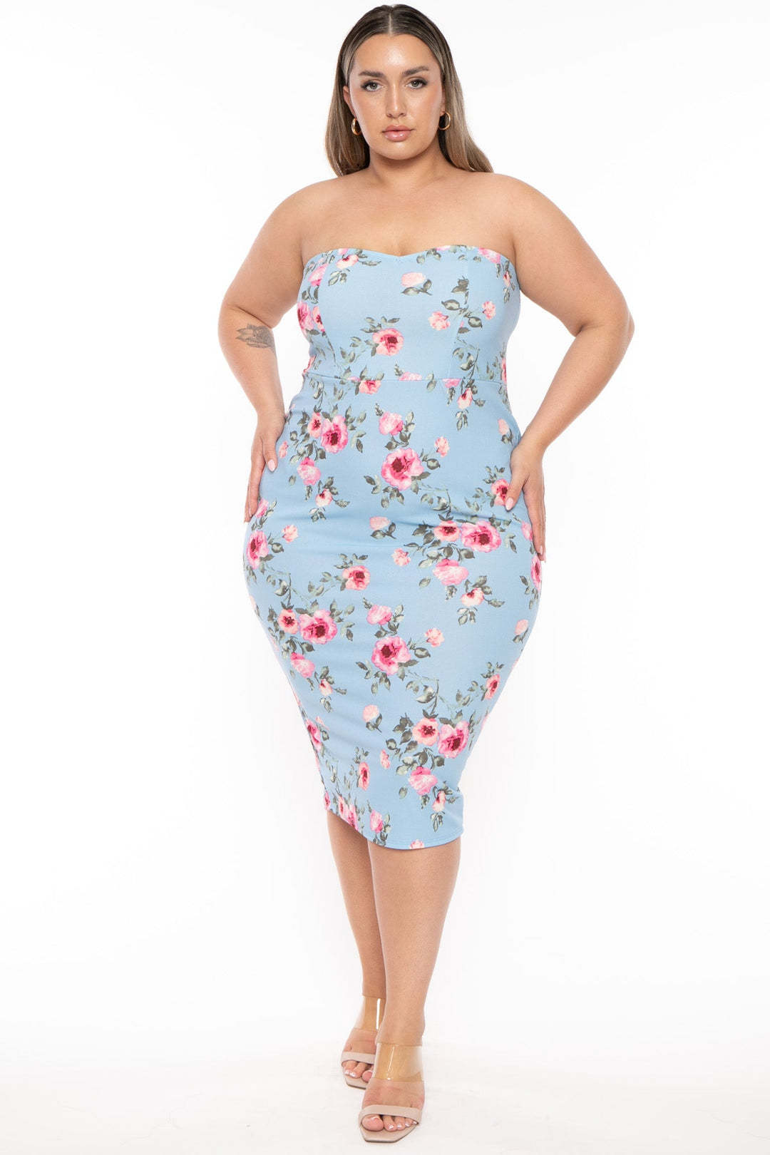 Curvy Sense Dresses Plus Size Bellamy  Bodycon Dress - Blue