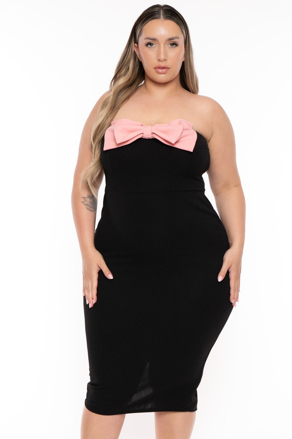 Curvy Sense Dresses Plus Size Bellamy Coquette Bodycon Dress -Black