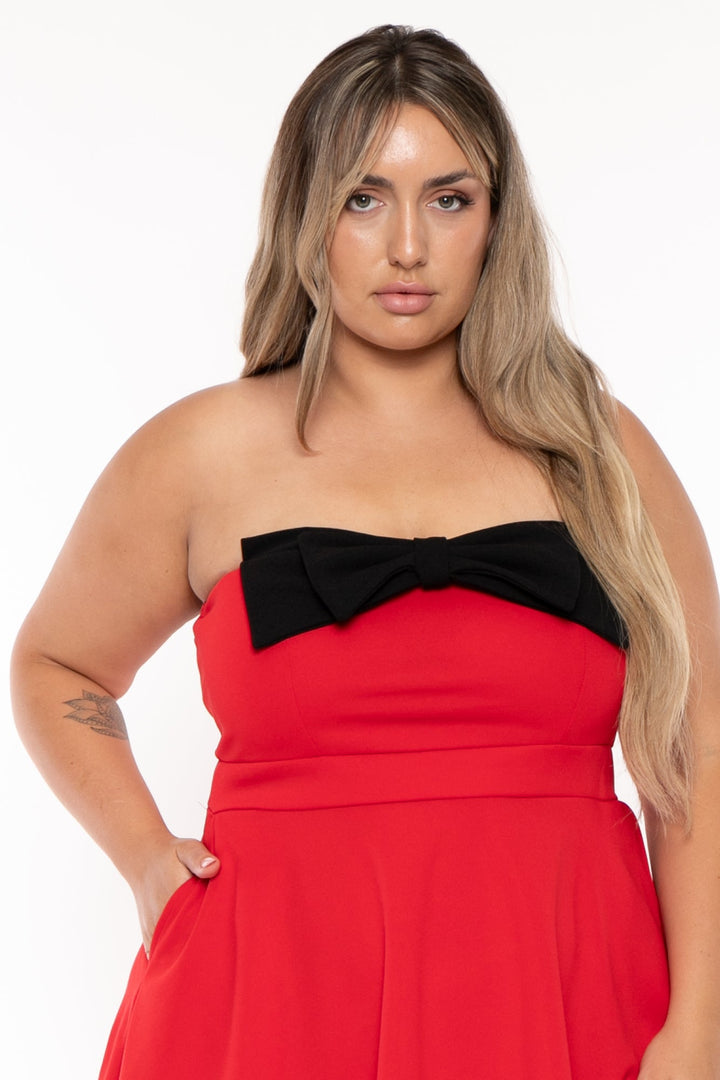 Curvy Sense Dresses Plus Size Bellamy Mini Flare Dress - Red