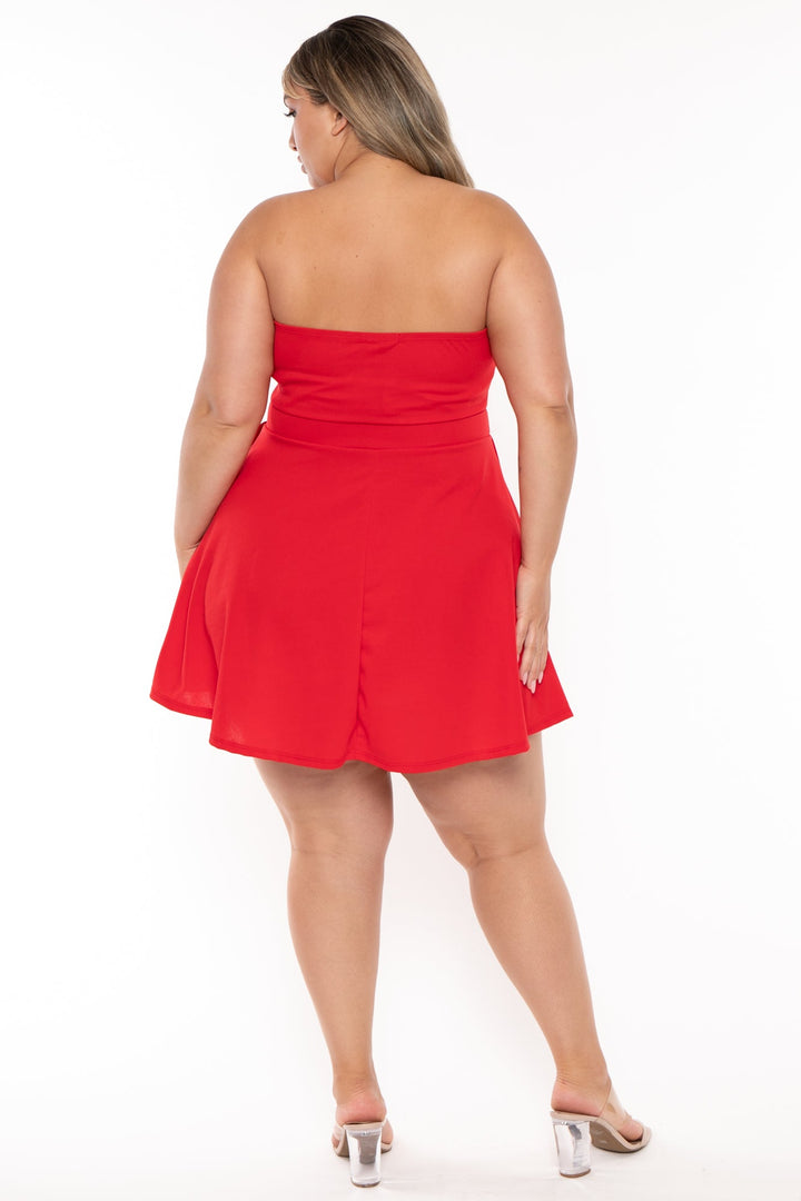 Curvy Sense Dresses Plus Size Bellamy Mini Flare Dress - Red