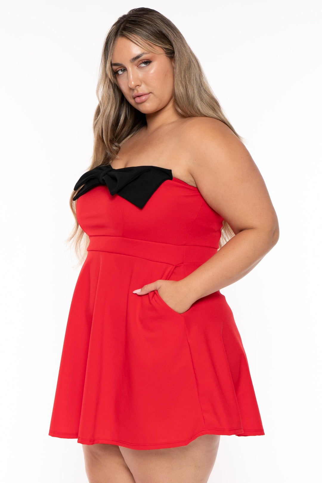 Curvy Sense Dresses Plus Size Bellamy Mini Flare Dress - Red