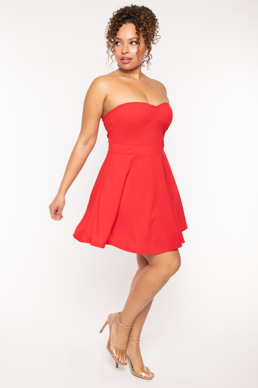 Curvy Sense Dresses Plus Size Bellamy Mini Flare Dress - Red