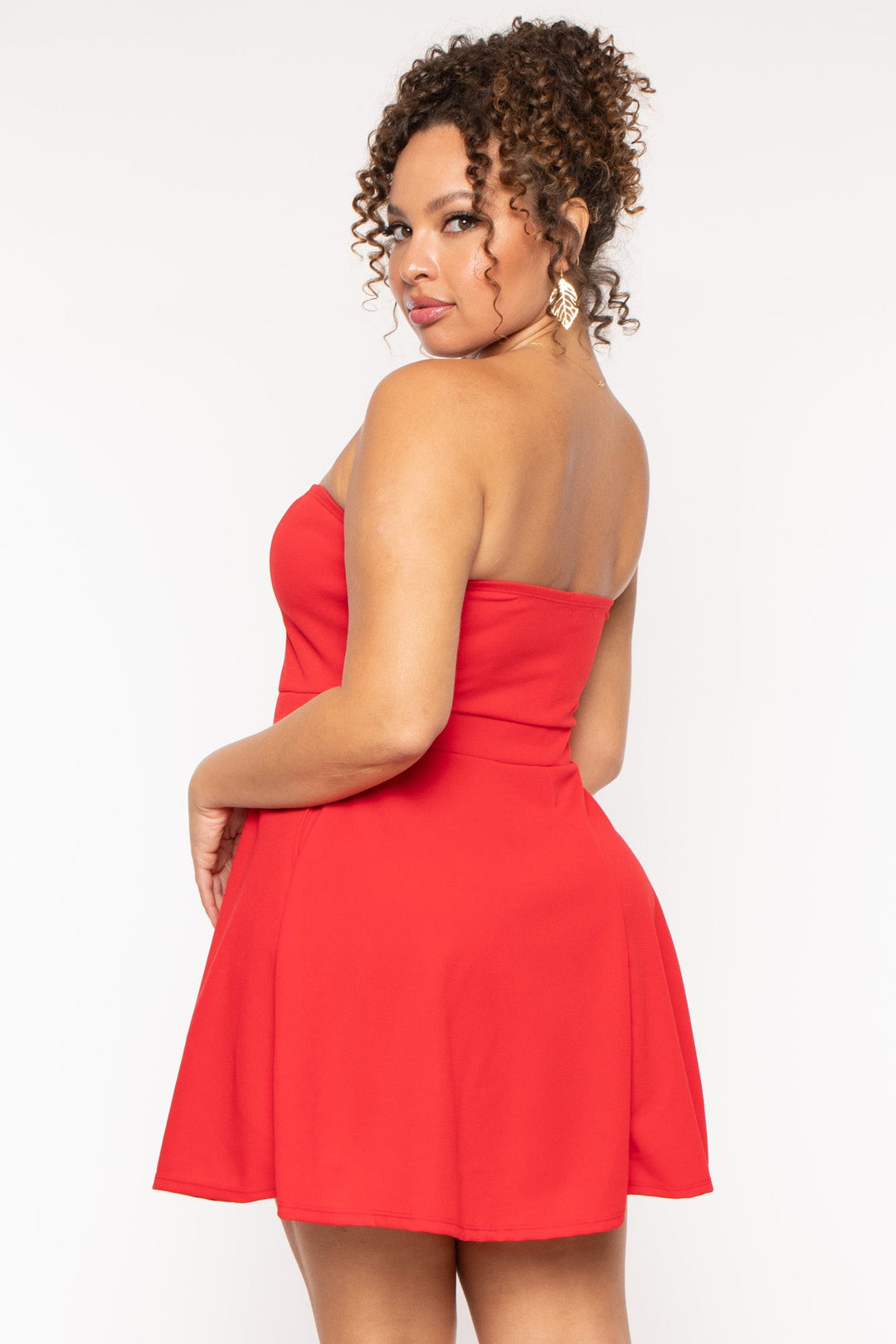 Curvy Sense Dresses Plus Size Bellamy Mini Flare Dress - Red