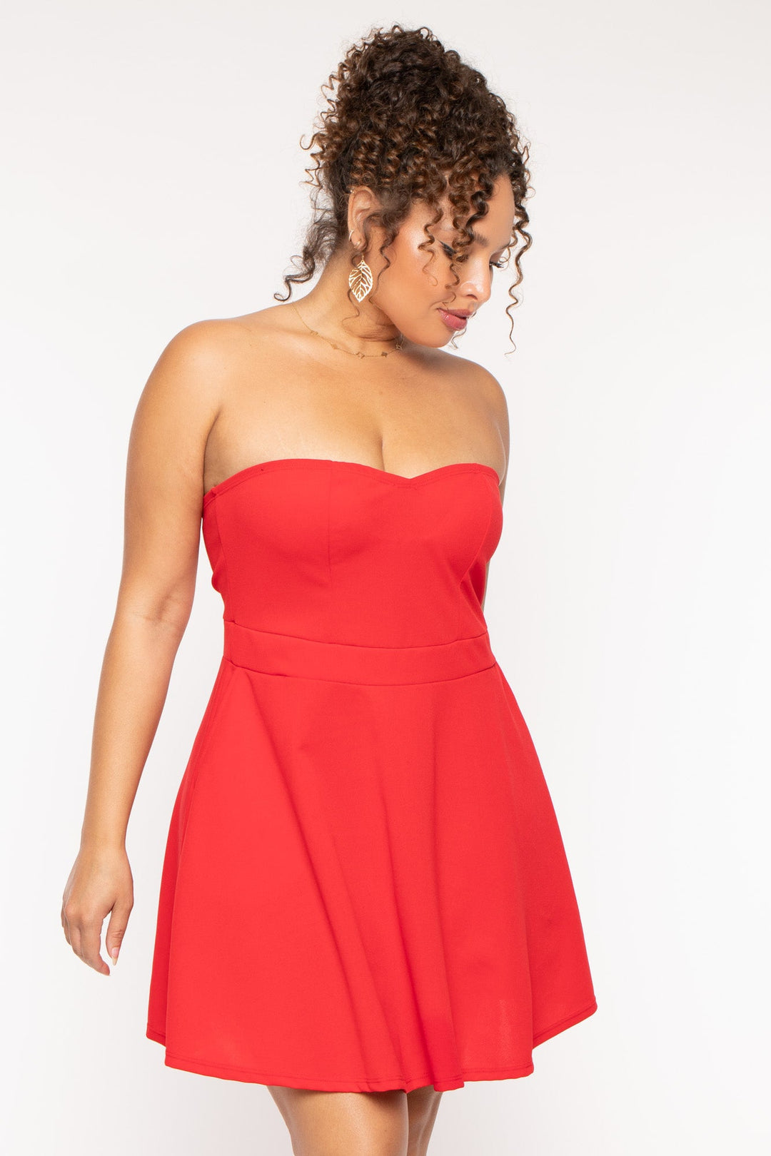 Curvy Sense Dresses Plus Size Bellamy Mini Flare Dress - Red