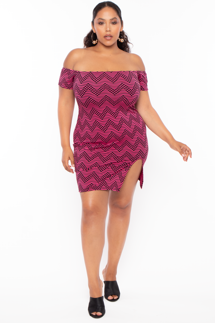 Curvy Sense Dresses 1X / Pink Plus Size Berkin Mini Dress - Pink