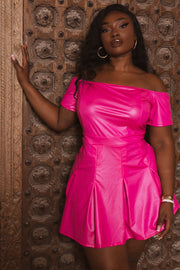 Curvy Sense Dresses Plus Size Blair Faux Leather Dress - Pink