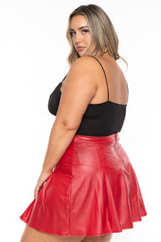 Curvy Sense Dresses Plus Size Blair Faux Leather Skirt - Red