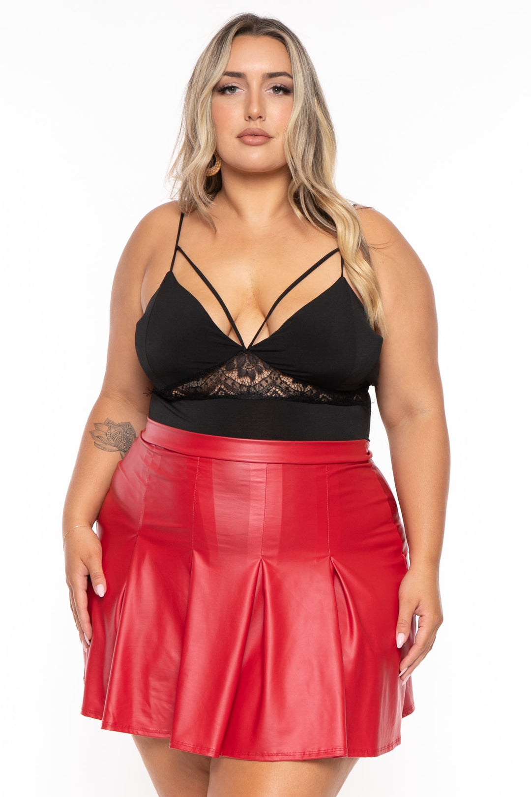 Plus Size Blair Faux Leather Skirt - Red