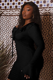 Curvy Sense Dresses Plus Size Blisse Ruffle Bodycon  Dress - Black