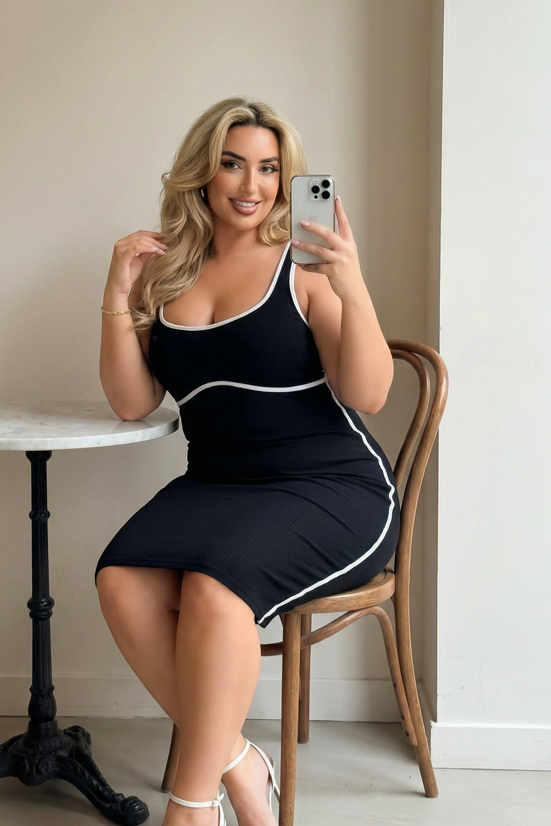 Curvy Sense Inc. Dresses Plus Size Bold Lines Bodycon Dress - Black