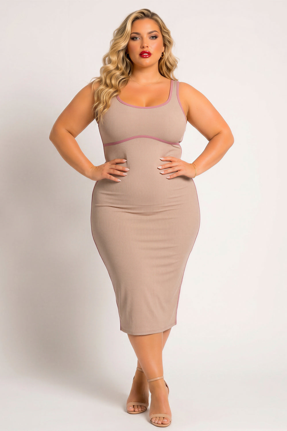 Plus Size Bold Lines Bodycon Dress