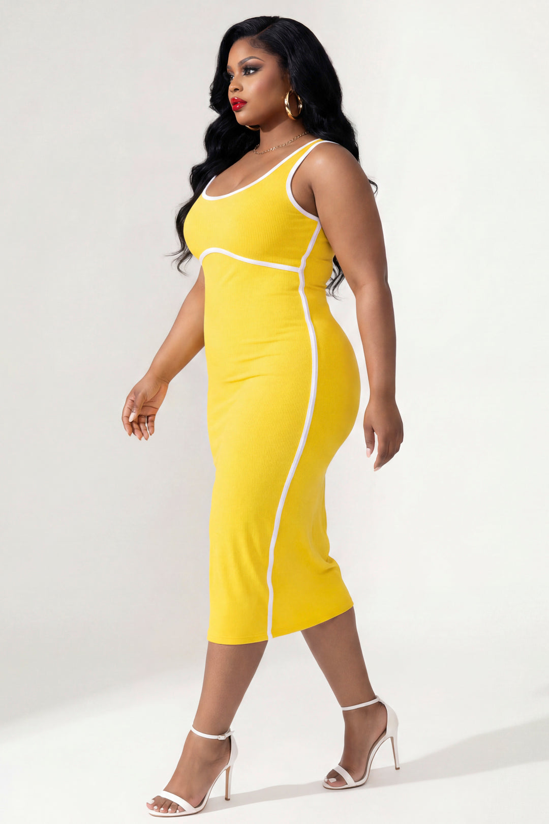 cheap yellow bodycon dress Sleeveless Yellow Bodycon Dress With Side Slit