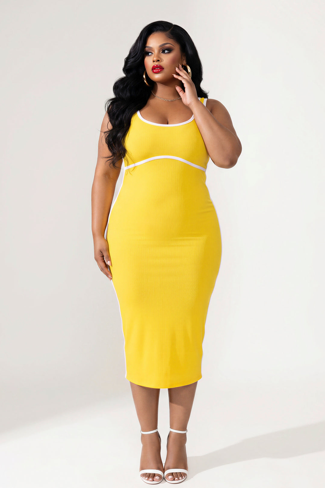 long yellow bodycon dress Twist and Make Up Light Yellow One-Shoulder Bodycon Midi Dress