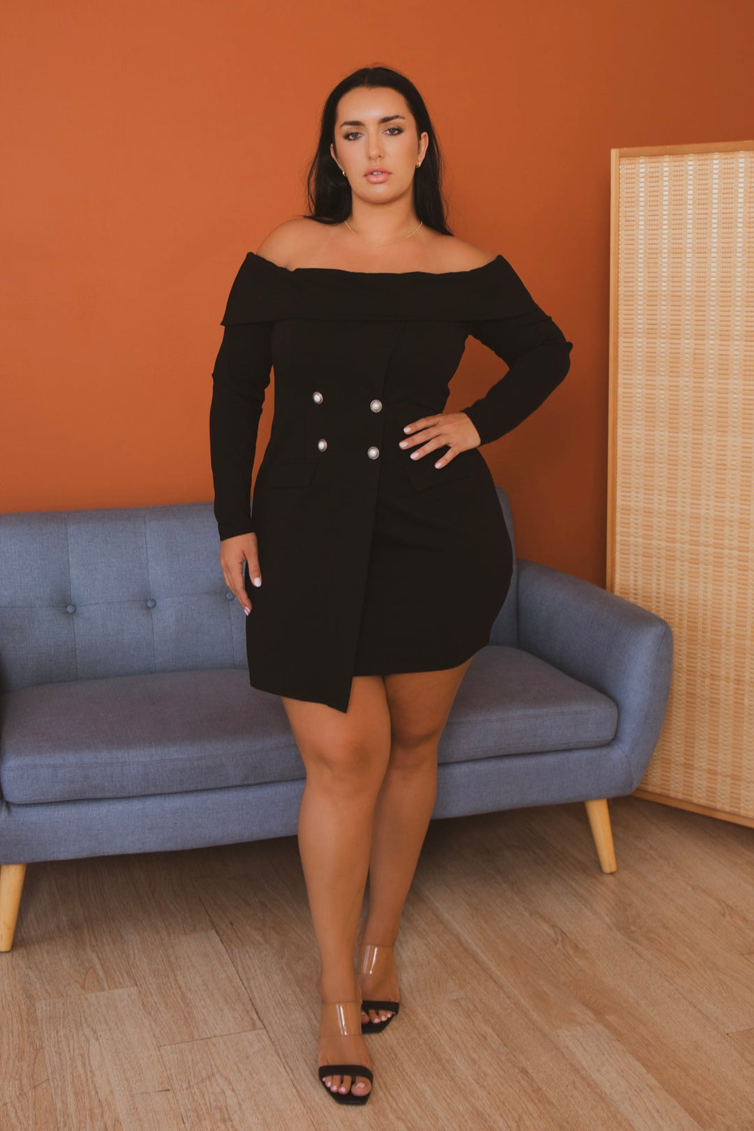 Curvy Sense Dresses Plus Size Boss Babe Blazer  Dress -Black
