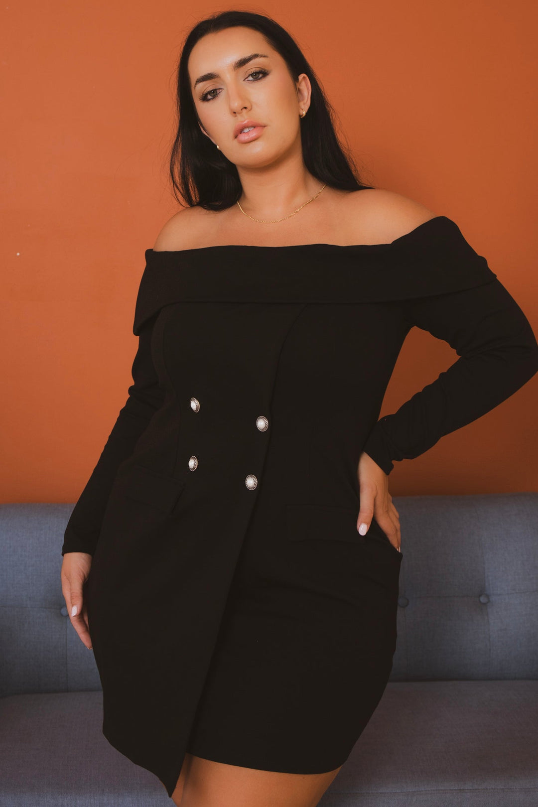 Women's Plus Size Boss Babe Blazer Dress -Black Curvy Sense