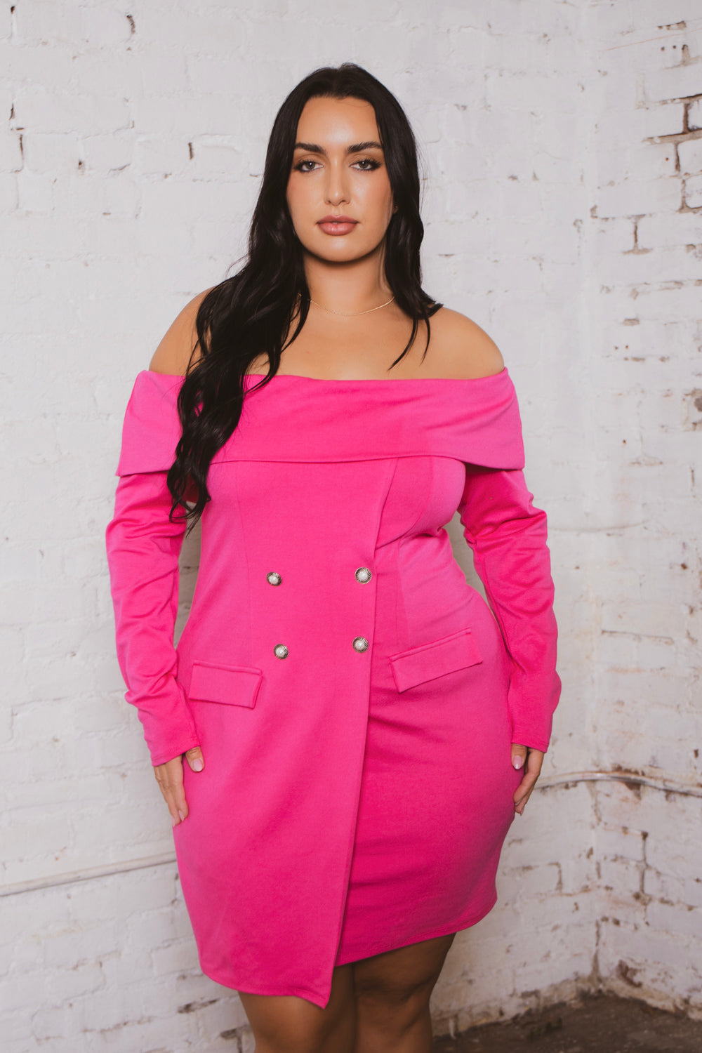 Women's Plus Size Dresses - Curvy Sense - pink Women's Plus Size Dresses - Curvy Sense - pink