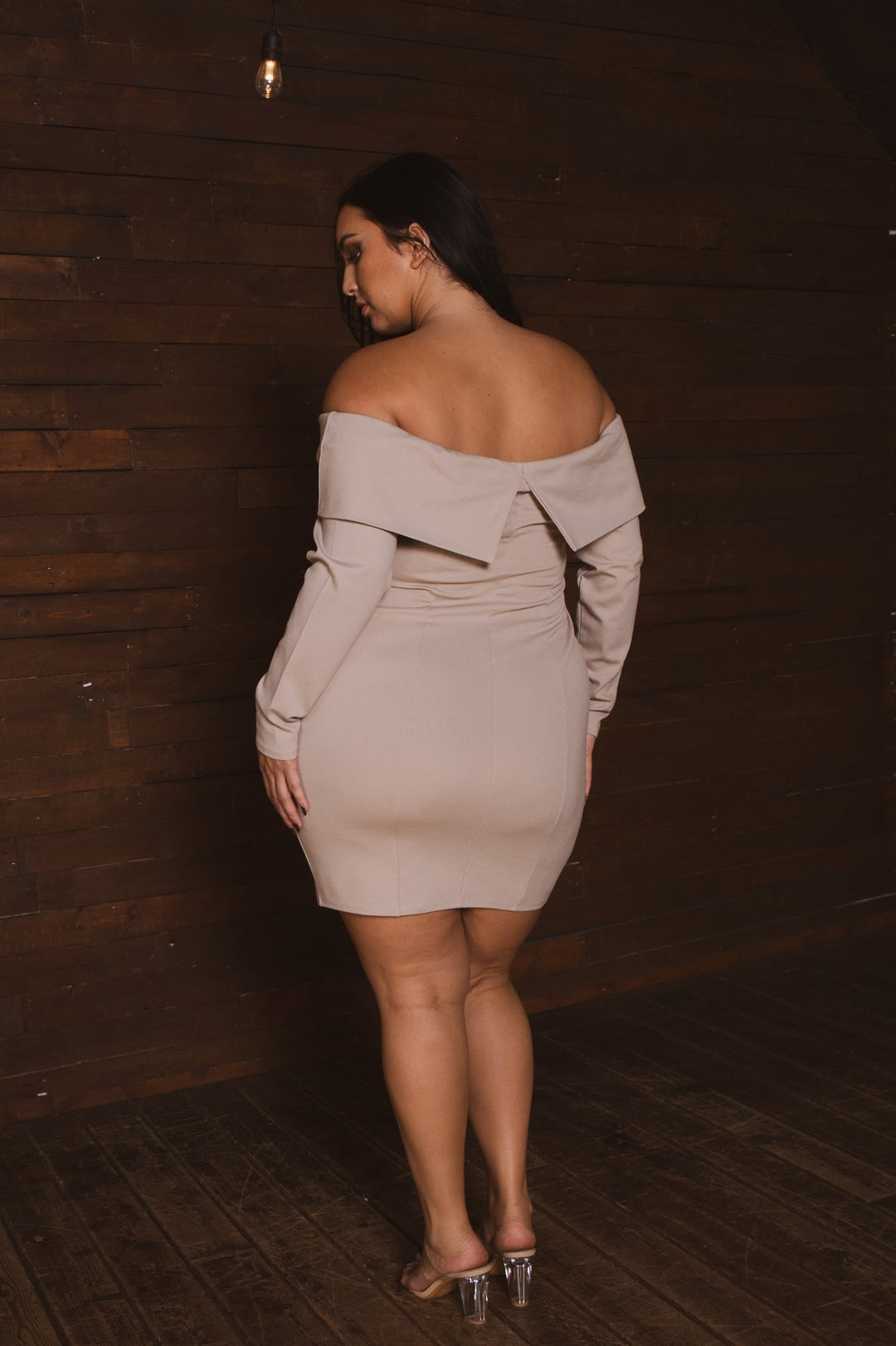 Curvy Sense Inc. Dresses Plus Size Boss Babe Blazer  Dress - Taupe