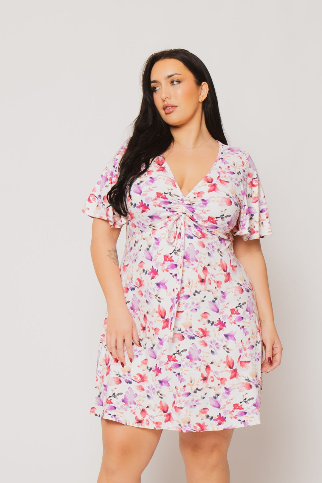 Rousseau Dresses Plus Size Cambria Blossom Mini Dress - Ivory
