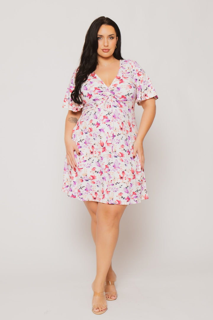 Rousseau Dresses Plus Size Cambria Blossom Mini Dress - Ivory