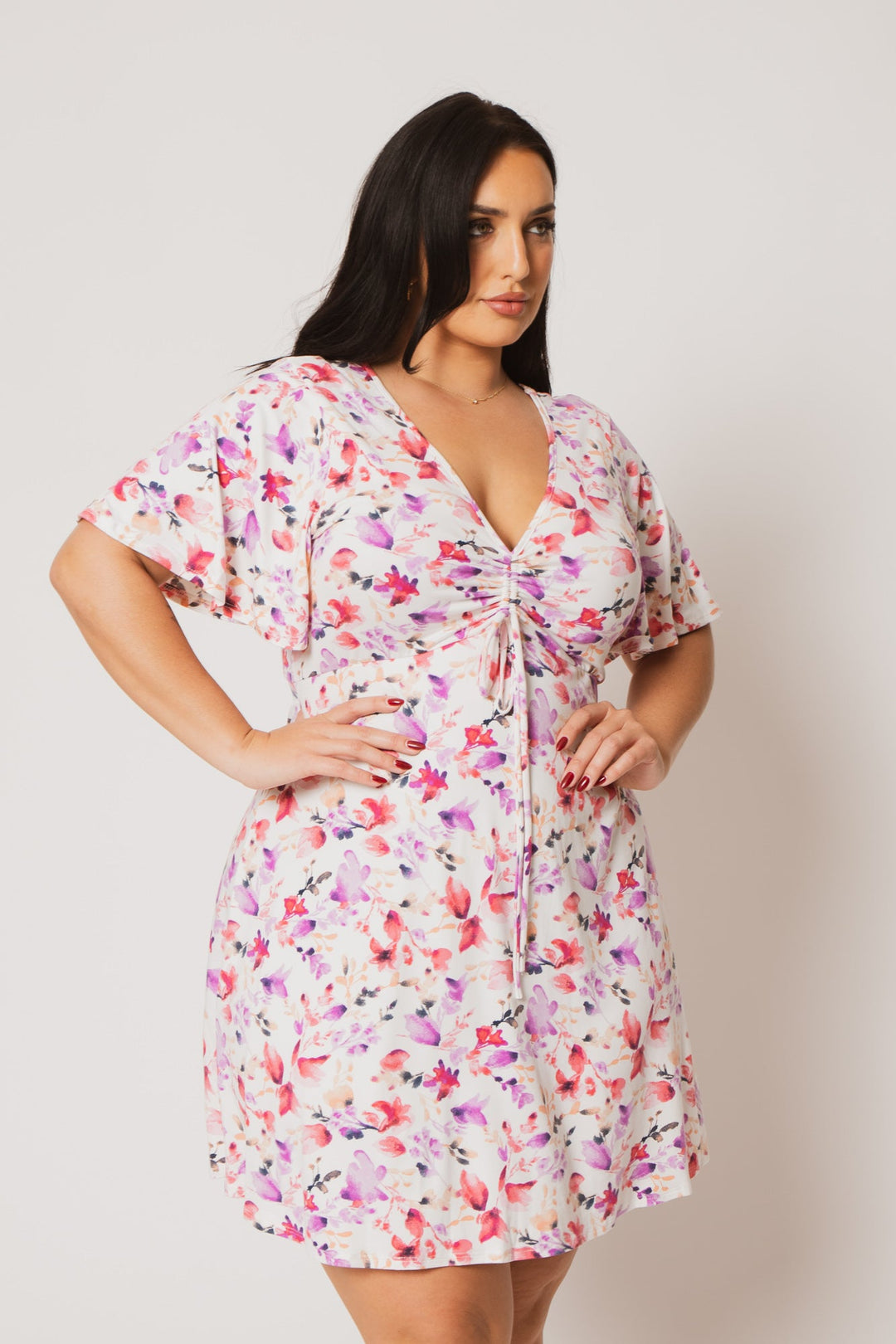 Rousseau Dresses Plus Size Cambria Blossom Mini Dress - Ivory