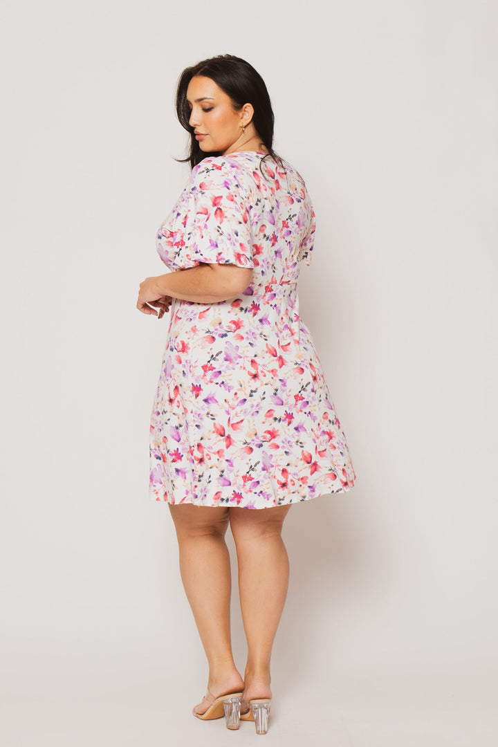 Rousseau Dresses Plus Size Cambria Blossom Mini Dress - Ivory