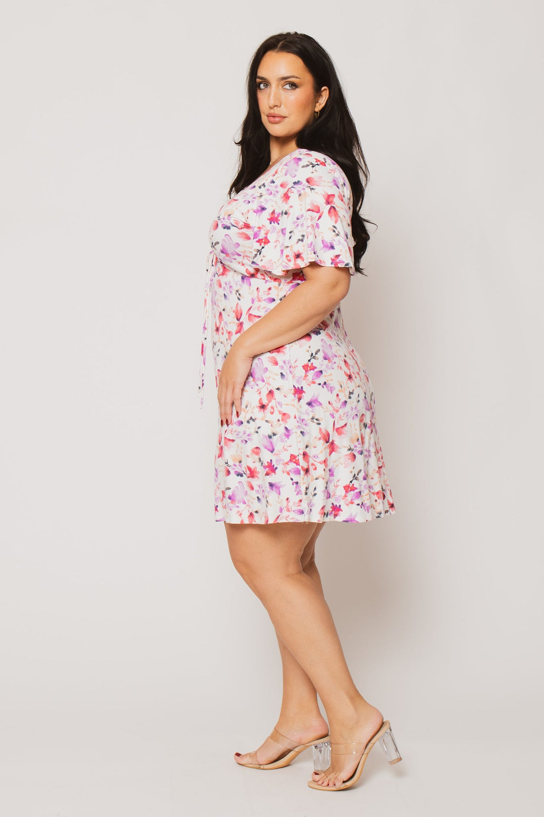 Rousseau Dresses Plus Size Cambria Blossom Mini Dress - Ivory