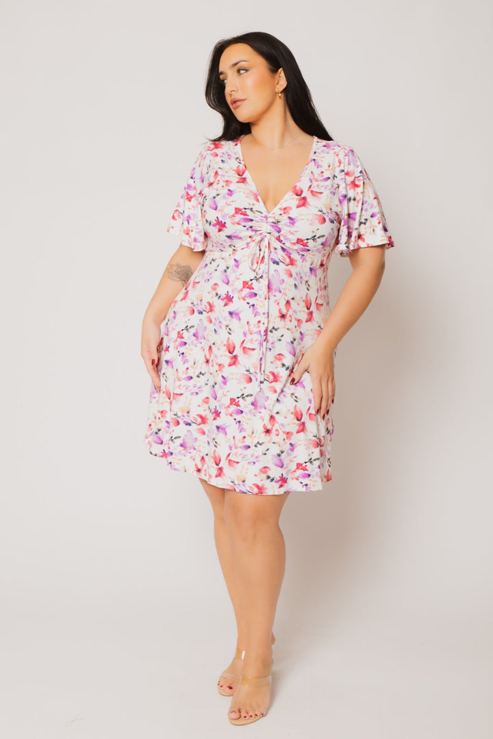 Rousseau Dresses Plus Size Cambria Blossom Mini Dress - Ivory