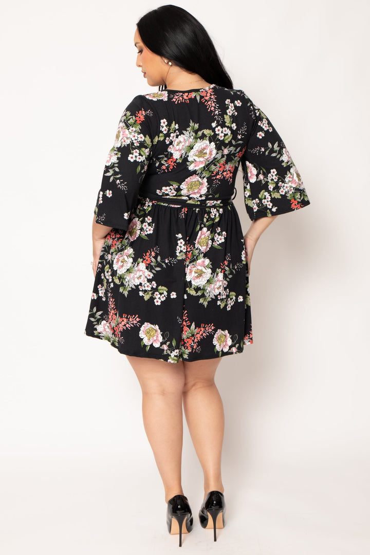 Curvy Sense Inc. Dresses Plus Size Camellia Charm Dress - Black