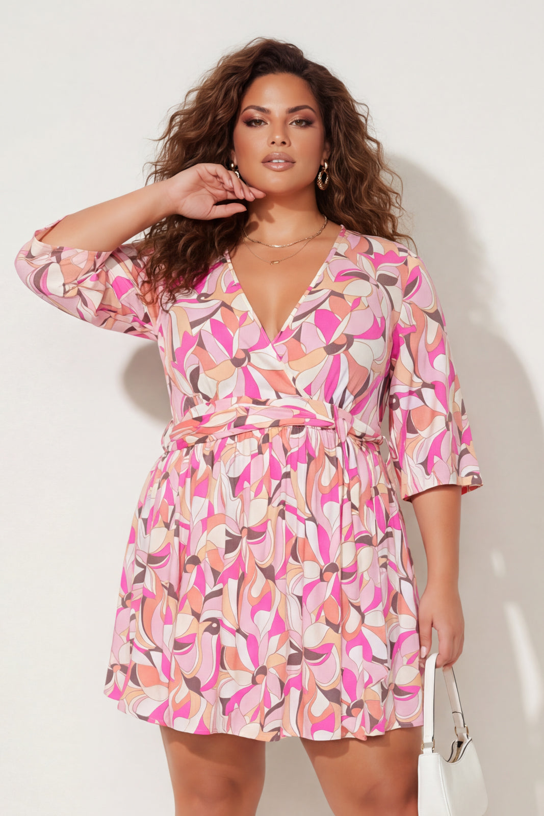 Curvy Sense Inc. Dresses Plus Size Camellia Charm Dress - Pink