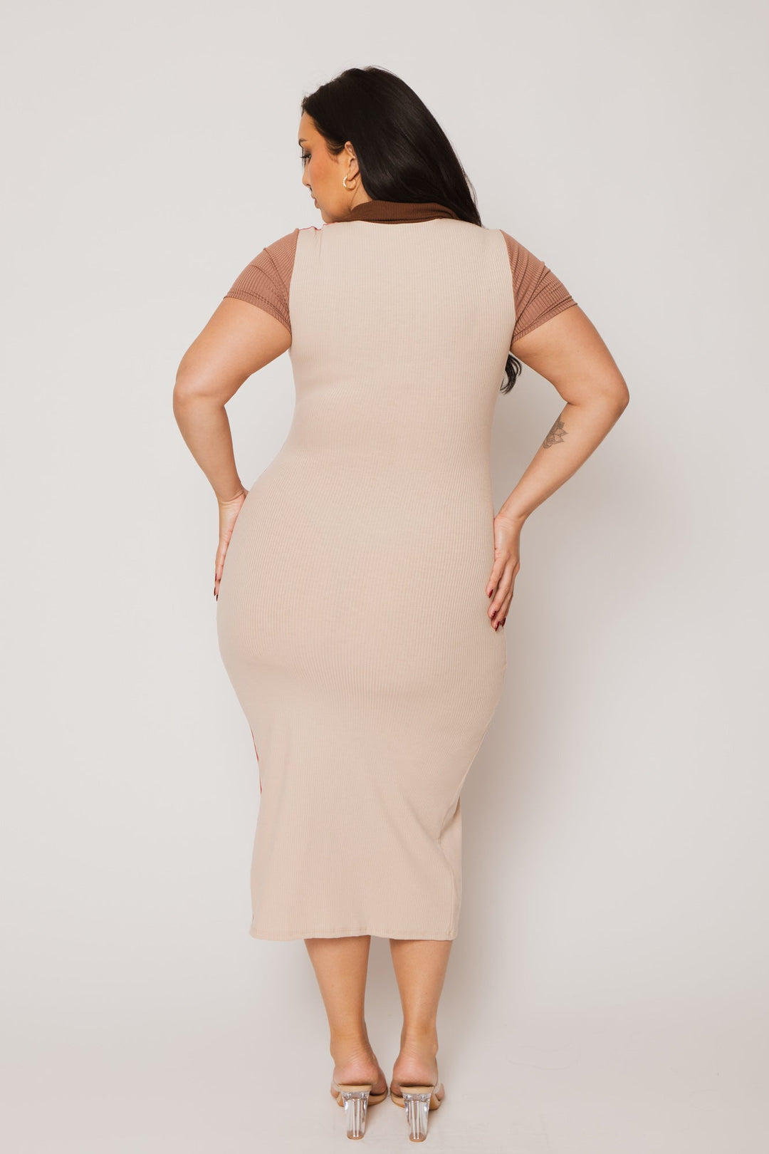 K TOO Dresses Plus Size Camila Front-Zip Dress- Multi