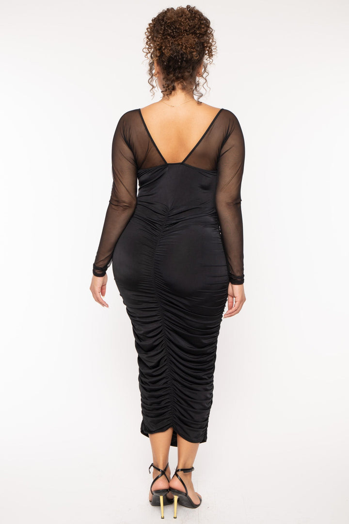 Curvy Sense Dresses Plus Size Camille  Bodycon  Dress- Black