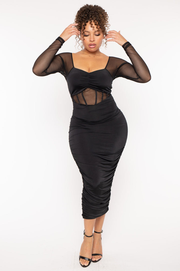 Curvy Sense Dresses Plus Size Camille  Bodycon  Dress- Black