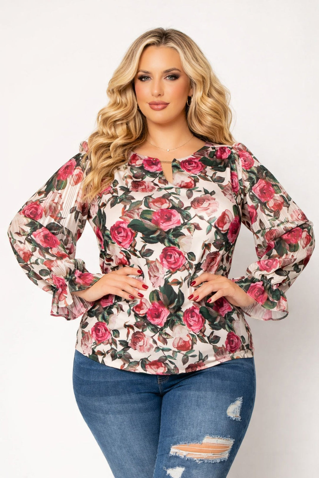 Winslow Dresses Plus Size Camille Petal Blouse- Cream