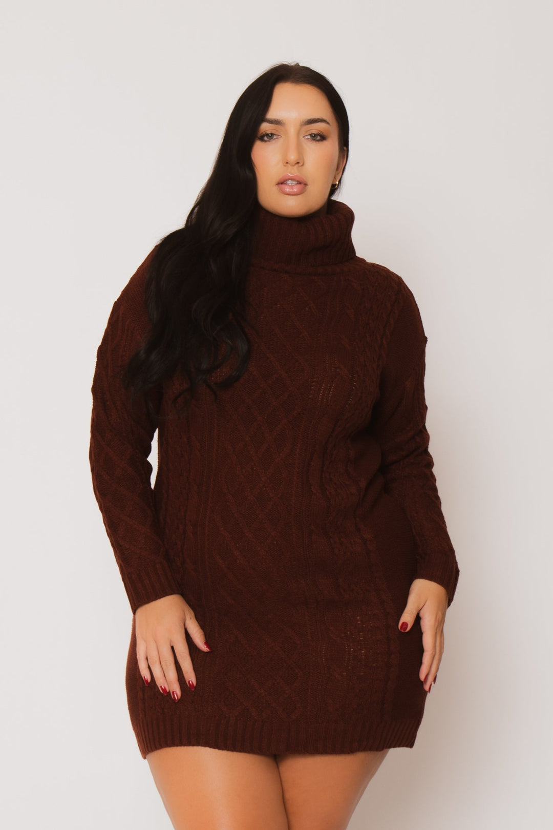 Plus Size Camille Sweater Dress - Brick 2X / Brick at Curvy Sense Plus Size Camille Sweater Dress - Brick 2X / Brick at Curvy Sense
