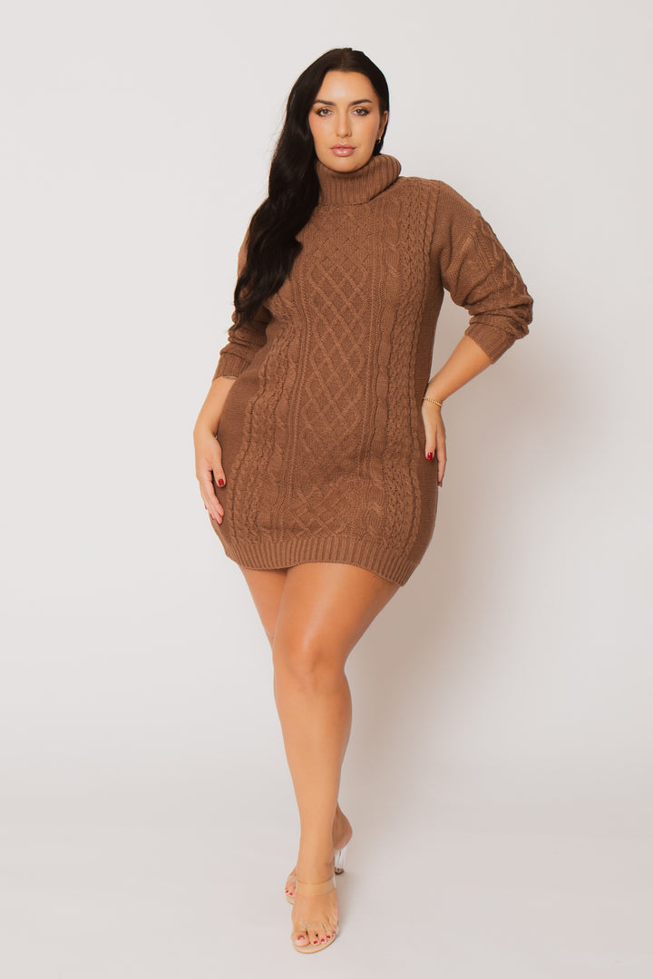 China Dresses Plus Size Camille Sweater Dress - Brown