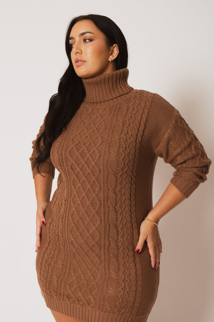 China Dresses Plus Size Camille Sweater Dress - Brown