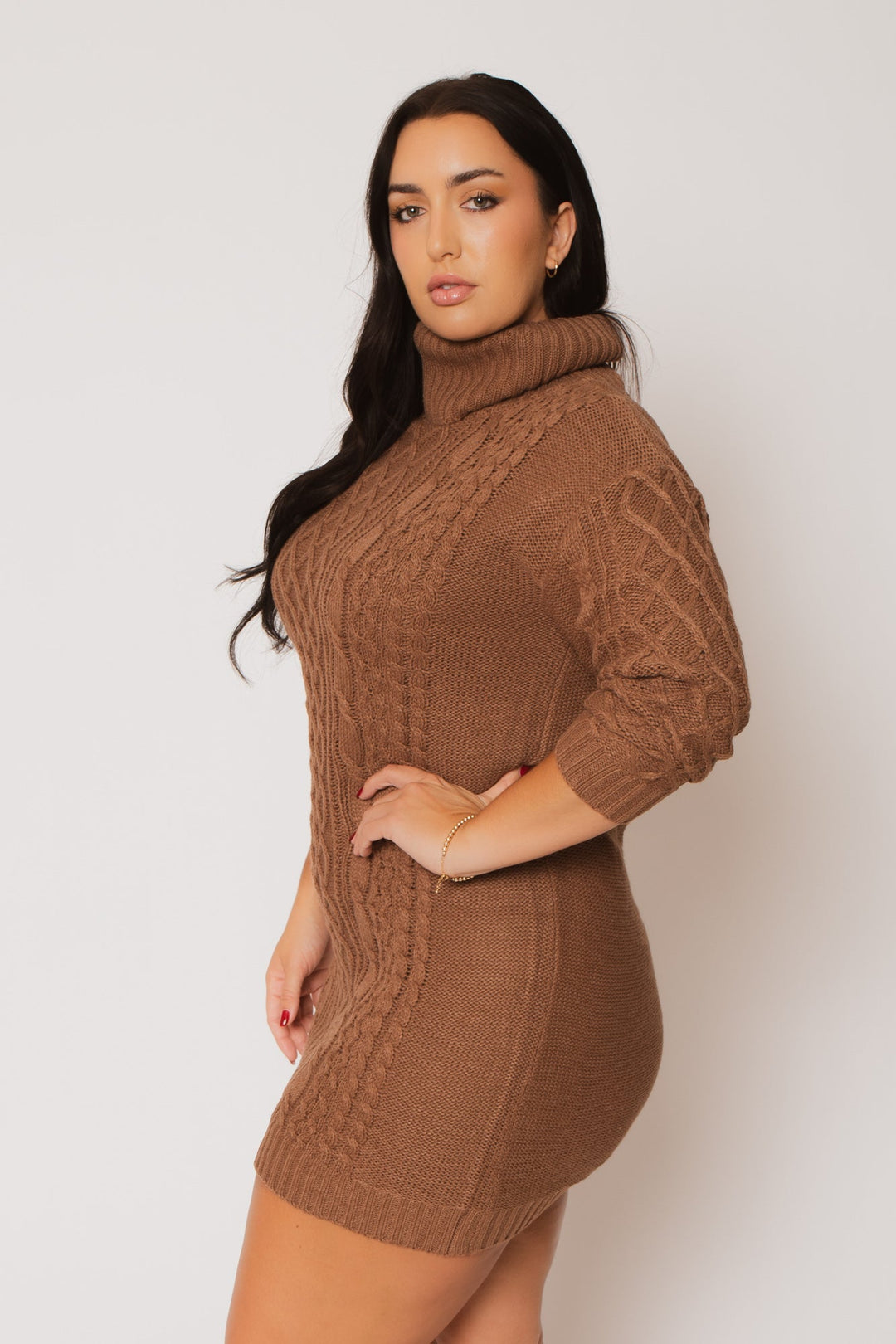 China Dresses Plus Size Camille Sweater Dress - Brown