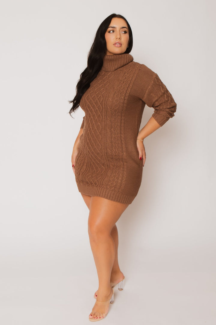 China Dresses Plus Size Camille Sweater Dress - Brown