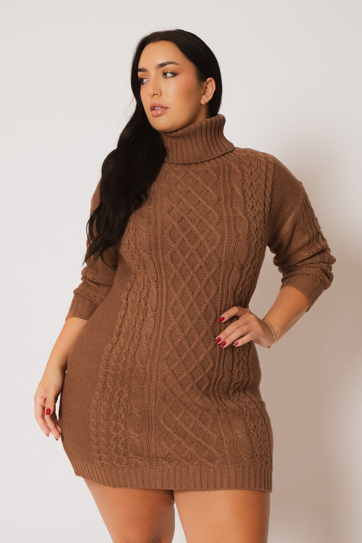 China Dresses Plus Size Camille Sweater Dress - Brown