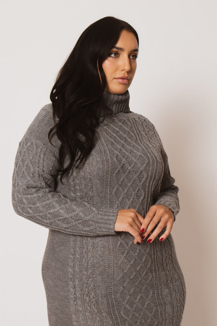 China Dresses Plus Size Camille Sweater Dress - Grey