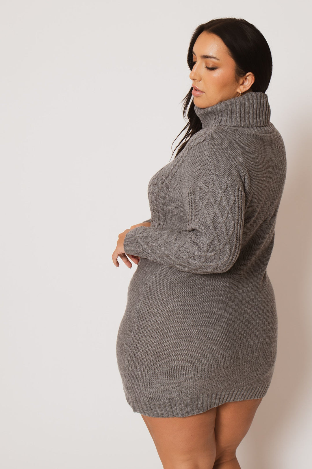 Plus Size Camille Sweater Dress - Grey 3X / Grey at Curvy Sense Plus Size Camille Sweater Dress - Grey 3X / Grey at Curvy Sense