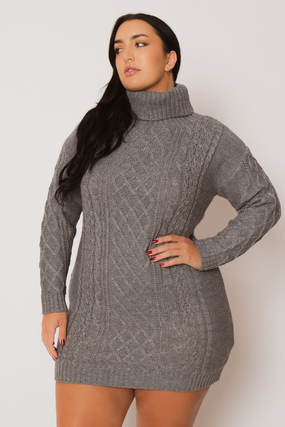 Plus Size Camille Sweater Dress - Grey 3X / Grey at Curvy Sense Plus Size Camille Sweater Dress - Grey 3X / Grey at Curvy Sense