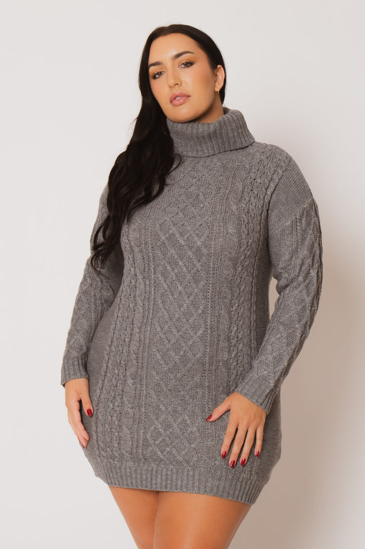 China Dresses Plus Size Camille Sweater Dress - Grey