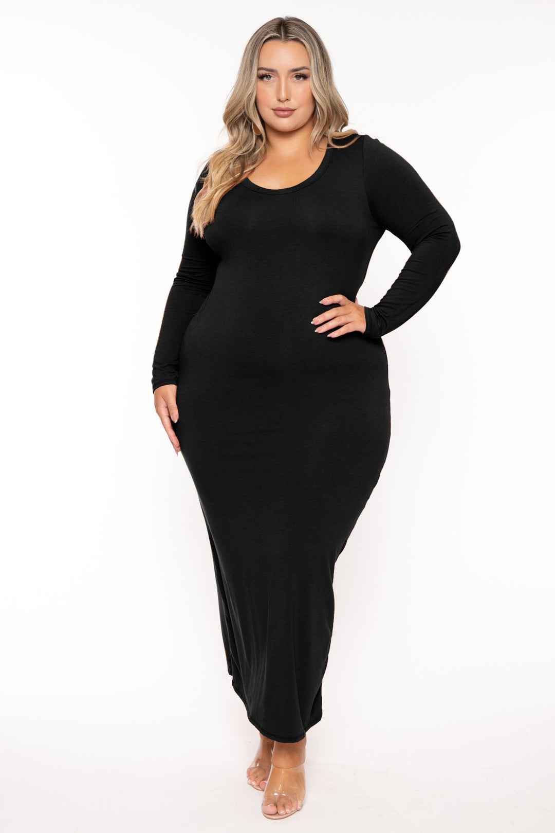 Plus Size Carlette Bodycon Maxi Dress -Black