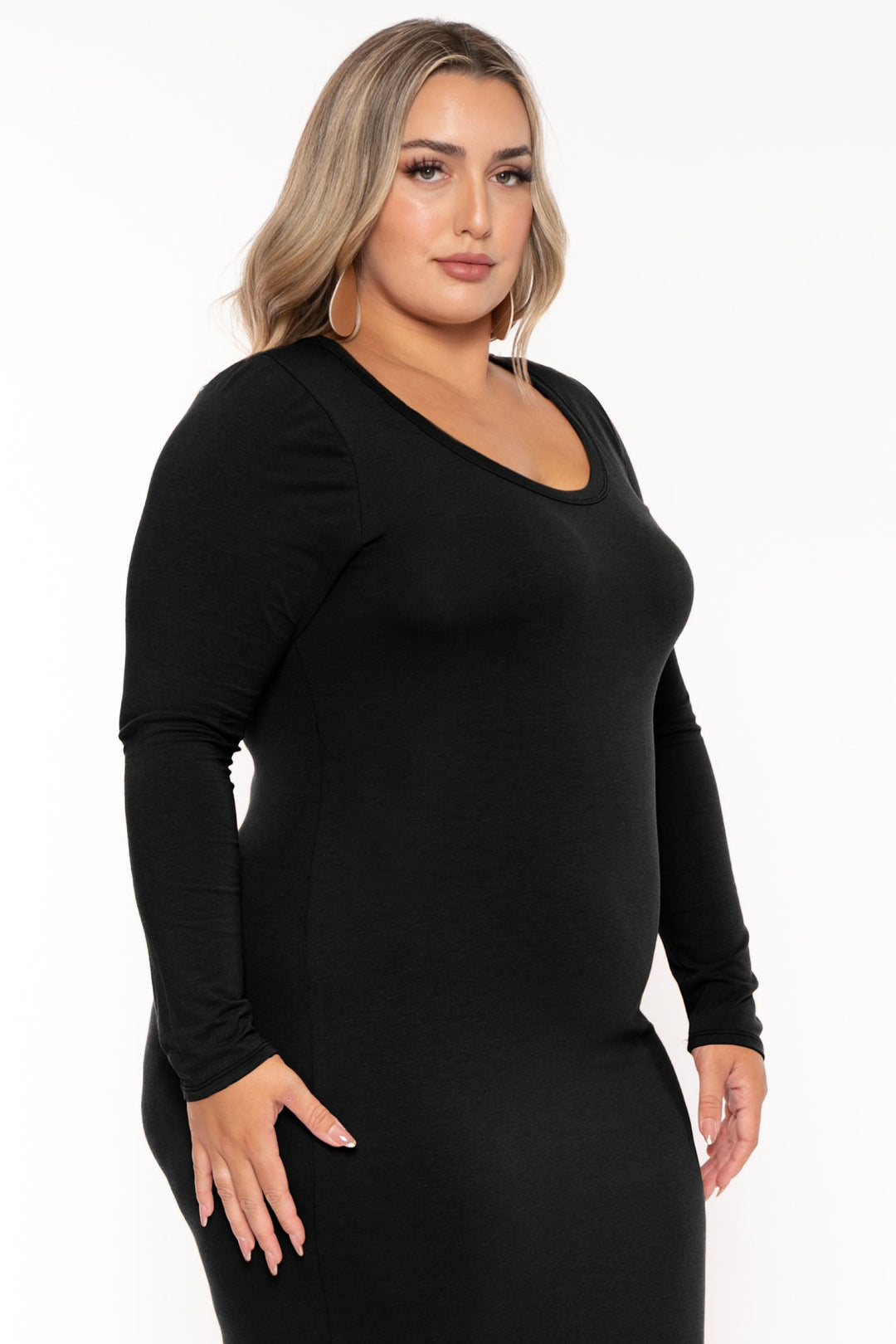 Women's Plus Size Carlette Bodycon Maxi Dress -Black - Curvy Sense Women's Plus Size Carlette Bodycon Maxi Dress -Black - Curvy Sense