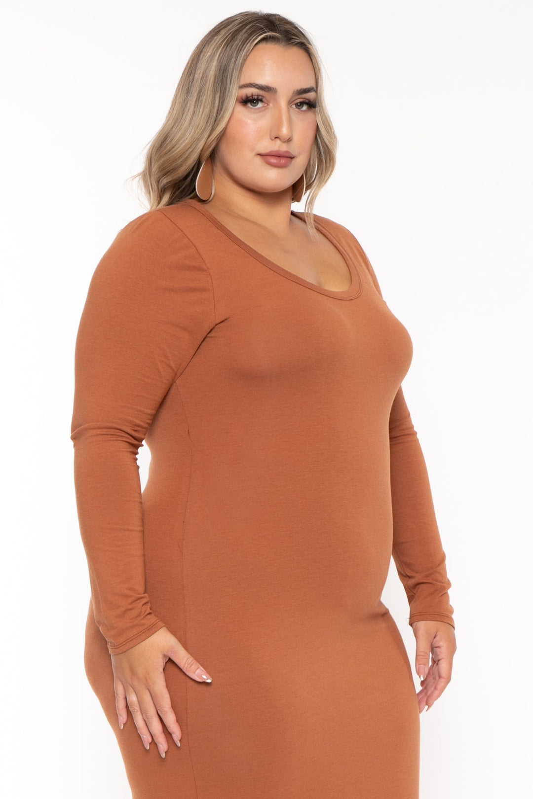 tight maxi dress Plus Size Carlette Bodycon Maxi Dress -Rust S / Rust at Curvy Sense
