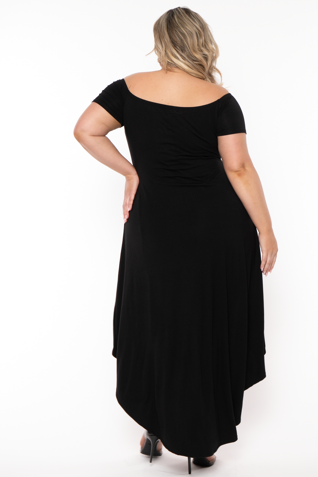 Curvy Sense Dresses Plus Size Carolina Hi-Low Draped Dress - Black