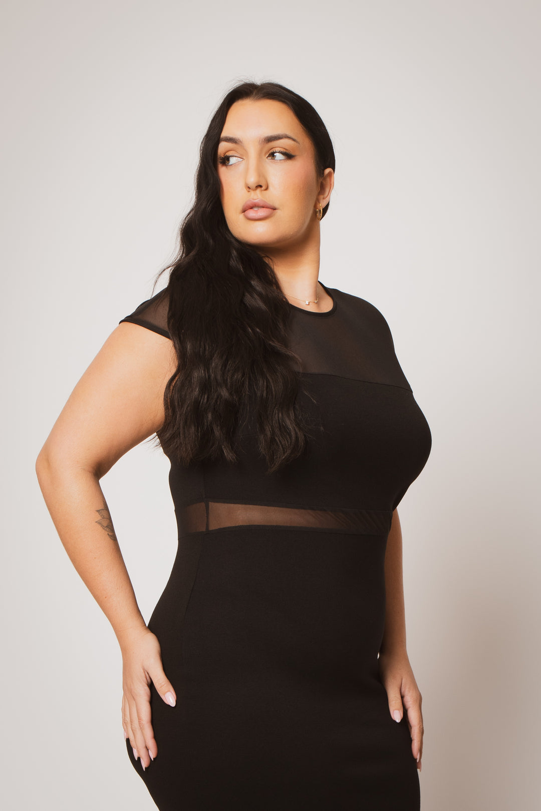 Plus Size Celeste Sheer Maxi Dress - Black 3X / Black at Curvy Sense Plus Size Celeste Sheer Maxi Dress - Black 3X / Black at Curvy Sense